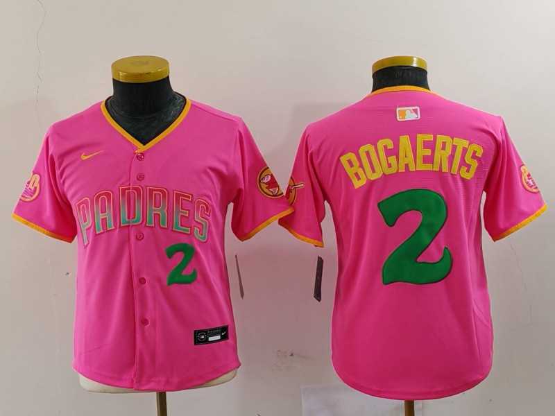 Youth San Diego Padres #2 Xander Bogaerts Pink Player Number Fashion Baseball Jersey->mlb youth jerseys->MLB Jersey